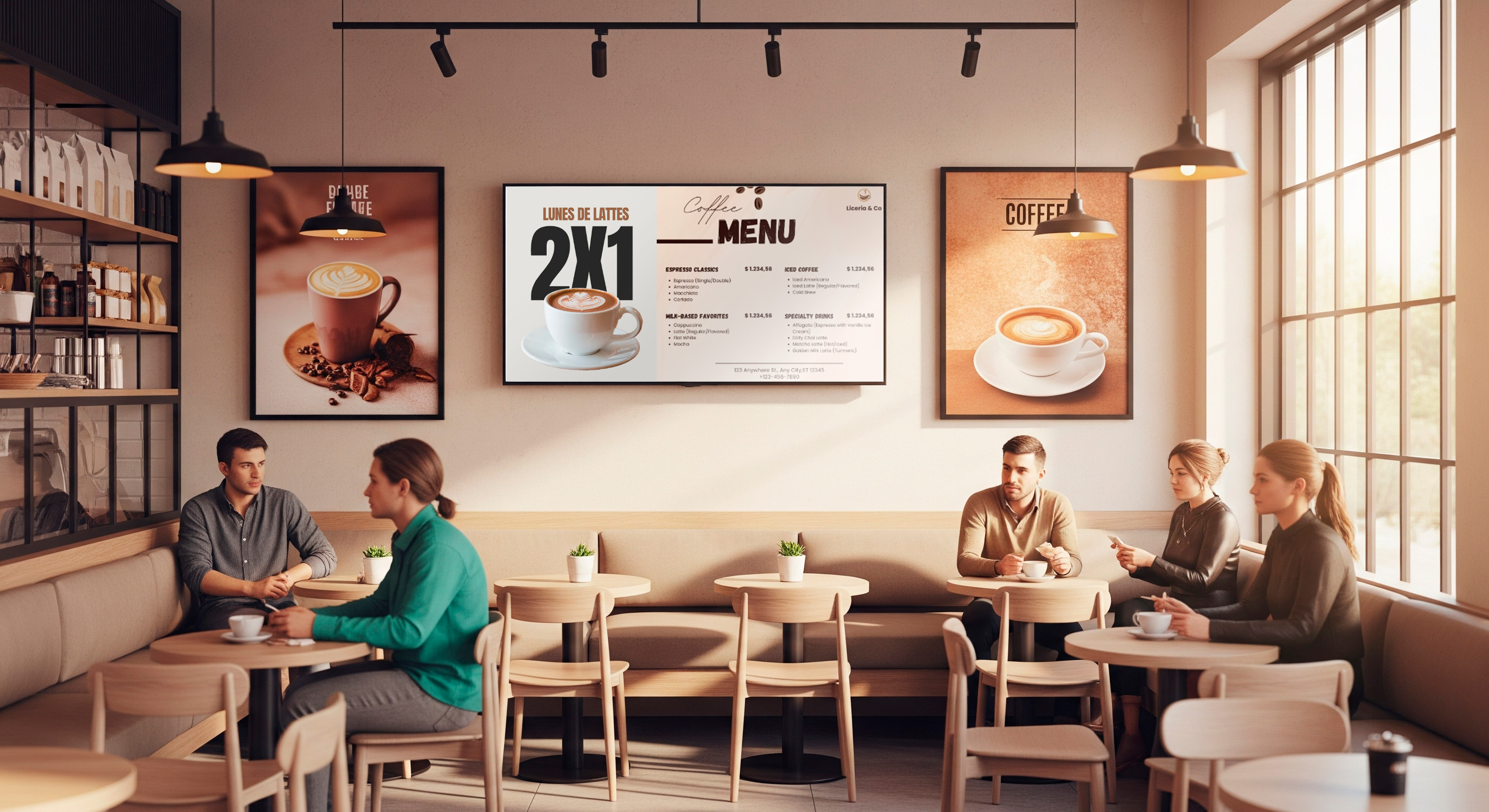 Cartelería digital en un restaurante de Colonia del Sacramento.